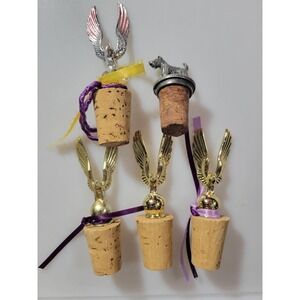 Eagle Hawk Scottish Terrier Cork Bottle Stoppers Collectible Bird Wine Gift 5 Pc